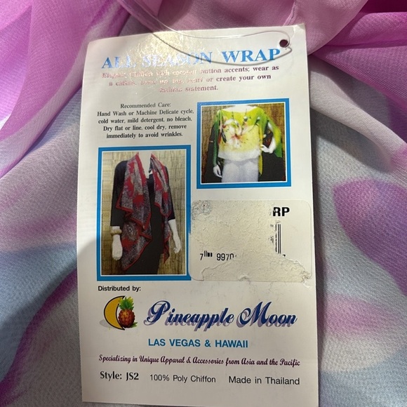 Pineapple Moon Wrap,elegant chiffon,coconut buttons,coverup,scarf,caftan,floral - Picture 9 of 9